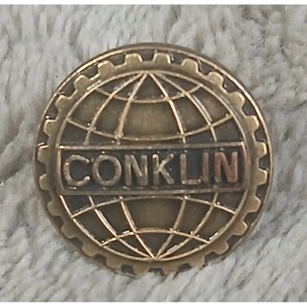 Vtg 1930s Conklin Pen Co 10K GF Employee Service Pin Tie Tack Irons & Russell